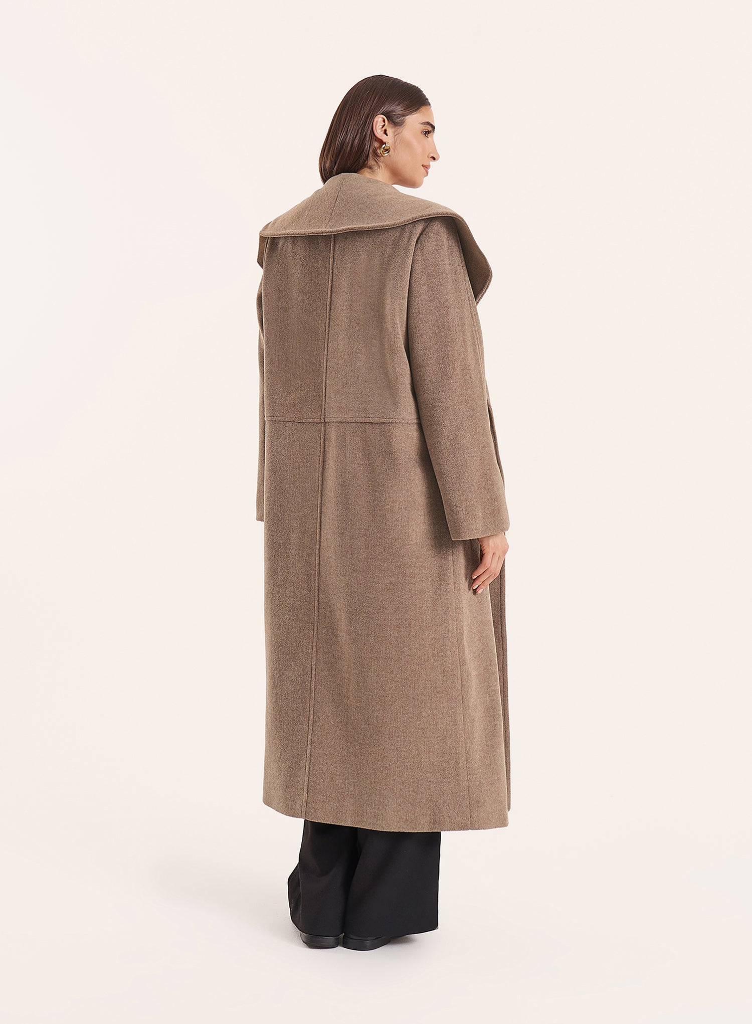 Brown Marl Shawl Collar Longline Coat